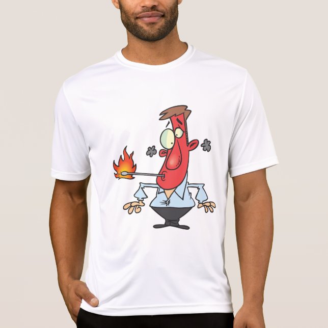 Camiseta Funny Red Face Man with Thermometer Fever (Frente)