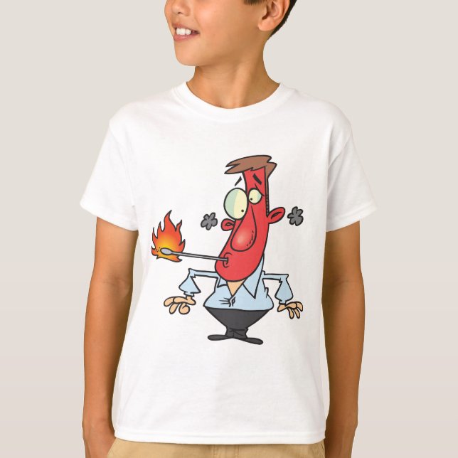Camiseta Funny Red Face Man with Thermometer Fever (Frente)