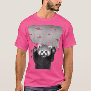 Camiseta Funny Red Panda Selfie Na Alienígena Ufo Invasão