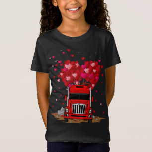 Camiseta Funny Red Truck Lover Heart Shape Red Truck Valent