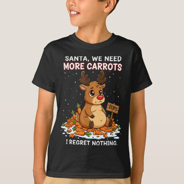 Camiseta Funny Reindeer Carrot Hoarder Christmas Design  (Frente)