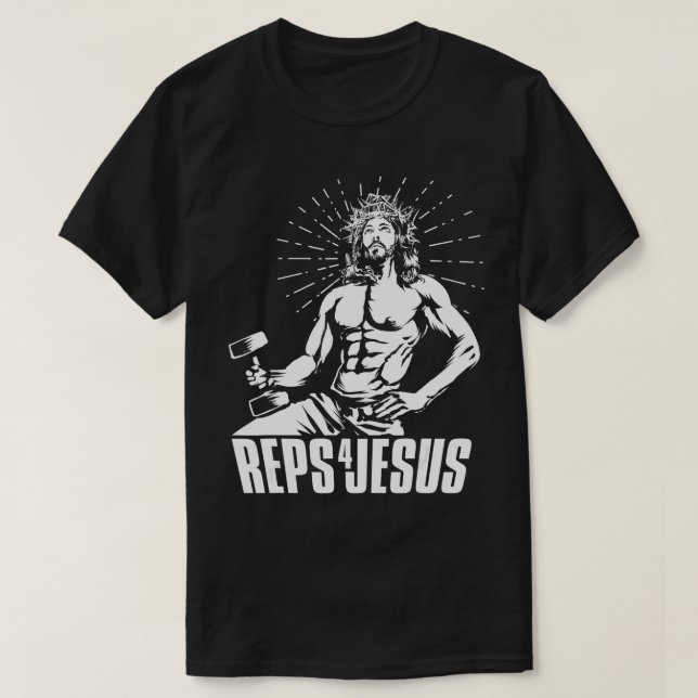 Camiseta Funny Reps 4 Jesus Levantando Peso Gim Motivação G (Frente do Design)