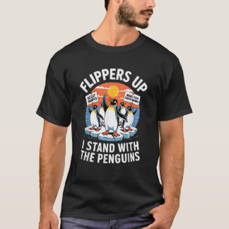 Camiseta Funny Resiste Pinguins Protestando Contra Tarifas