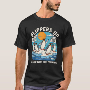 Camiseta Funny Resiste Pinguins Protestando Contra Tarifas