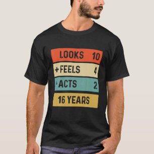 Camiseta Funny Retro 16º Aniversário, Nascer De 16 Anos E