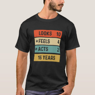 Camiseta Funny Retro 16º Aniversário, Nascer De 16 Anos E
