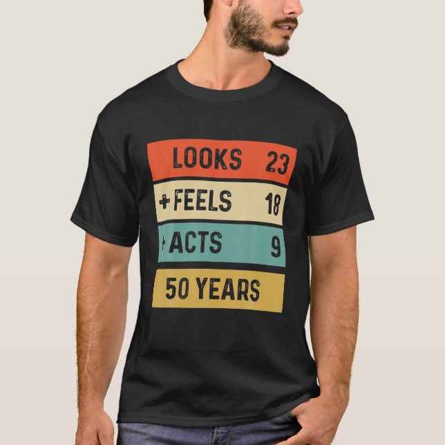 Camiseta Funny Retro 50º Aniversário De 50 Anos Nascer Em 1 (Frente)
