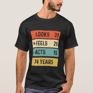 Camiseta Funny Retro 74º Aniversário, Nascer De 74 Anos Em 