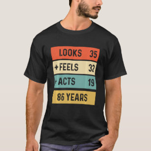 Camiseta Funny Retro 86º Aniversário, Nascer De 86 Anos Em