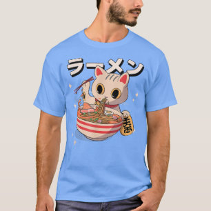 Camiseta Funny Retro 90 Japonês Kawaii Ramen Cat Design