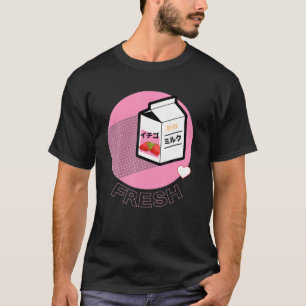 Camiseta Funny Retro 90S Japonês Kawaii Strawberry Milk Sh
