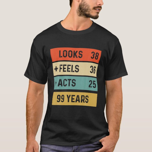 Camiseta Funny Retro 99º Aniversário Nascer De 99 Anos Em 1 (Frente)