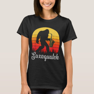 Camiseta Funny Retro Bigfoot Silhout Sun Saxofone Bigfo