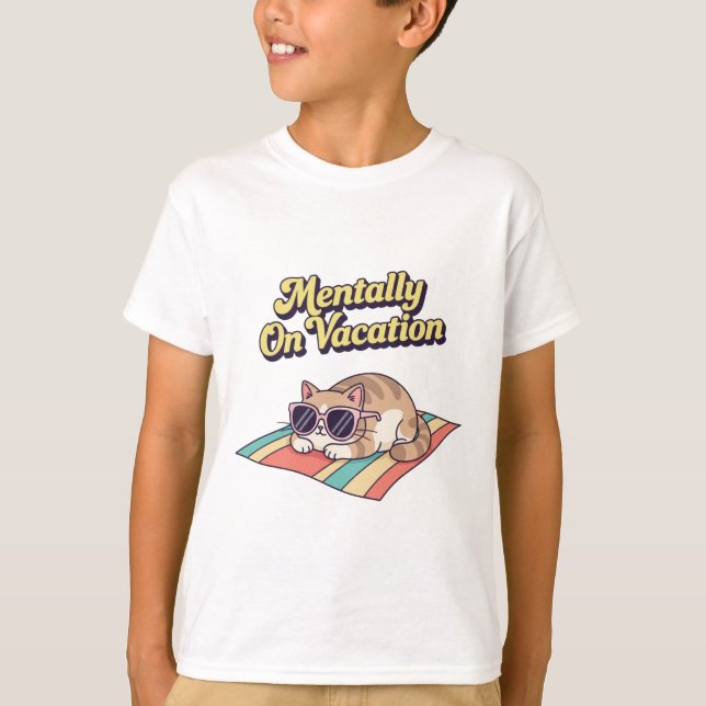 Camiseta Funny Retro Cat Vacation Kids T-Shirt (Frente)