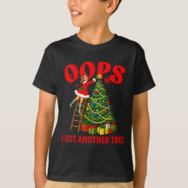 Camiseta Funny Retro Christmas Oops I Got Another Tree Prem (Frente)
