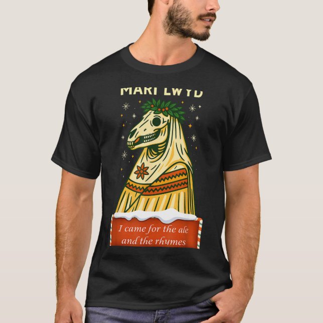 Camiseta Funny Retro Folklore Skeleton Horse Mari Lwyd Yule (Frente)