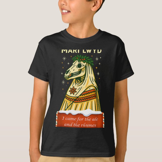 Camiseta Funny Retro Folklore Skeleton Horse Mari Lwyd Yule (Frente)
