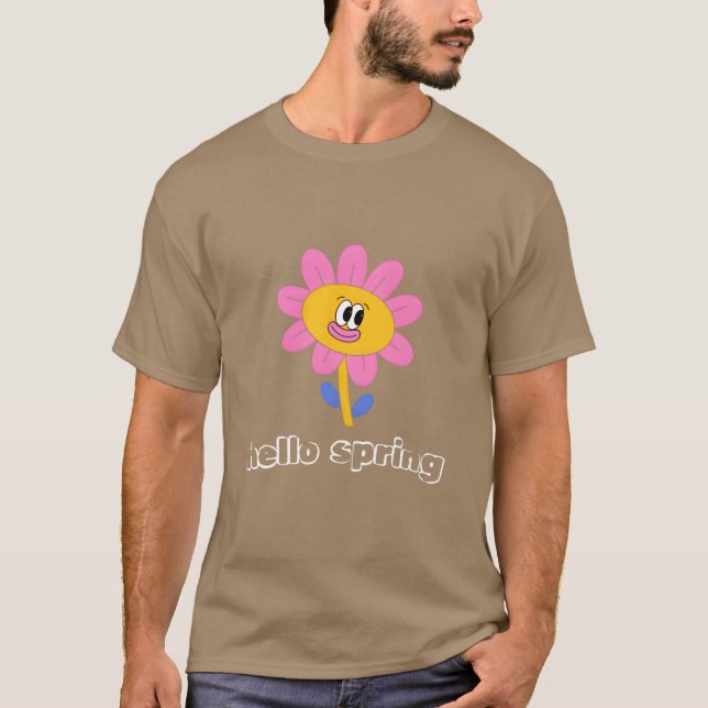 Camiseta Funny retro hello spring day groovy flowers cute f (Frente)