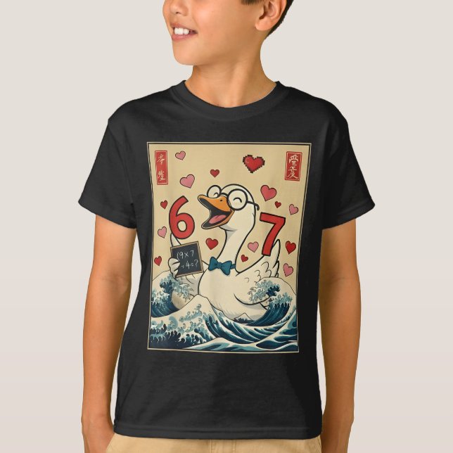 Camiseta Funny Retro Japanese Goose Teacher 6 7 Meme Valent (Frente)