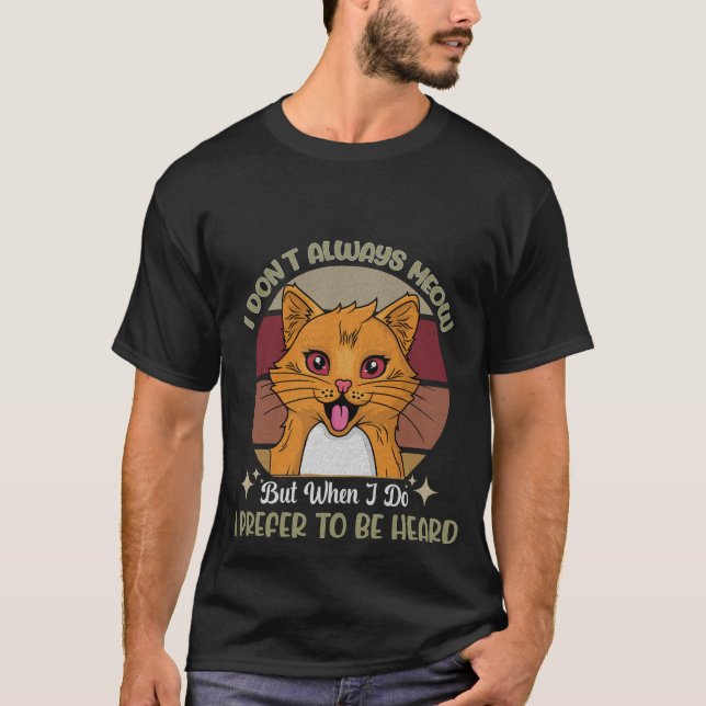 Camiseta Funny Retro Orange Cat "I Prefer To Be Heard" 🐈🧡 (Frente)