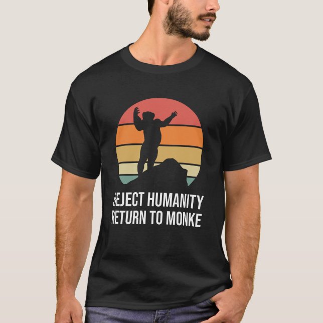 Camiseta Funny Retro Rejeita Humanidade Retorno Ao Macaco M (Frente)