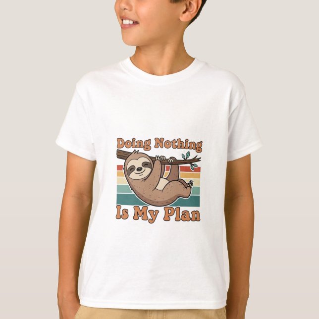 Camiseta Funny Retro Sloth Kids Graphic T-Shirt (Frente)