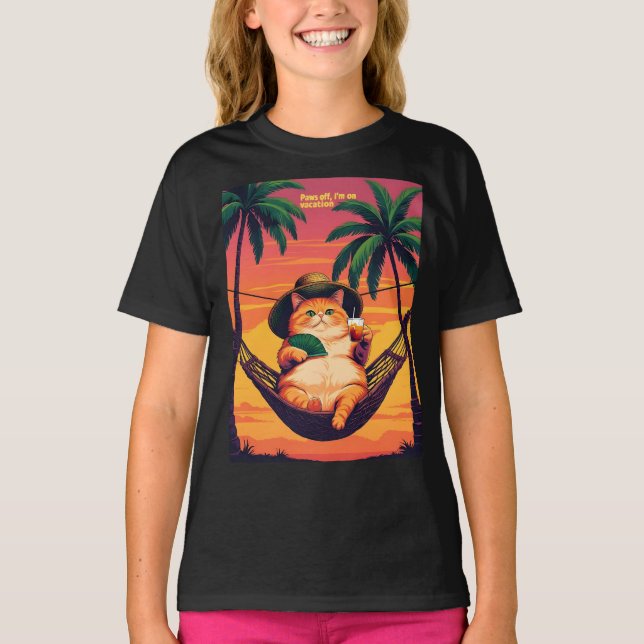 Camiseta Funny Retro Summer Cat Vacation (Frente)