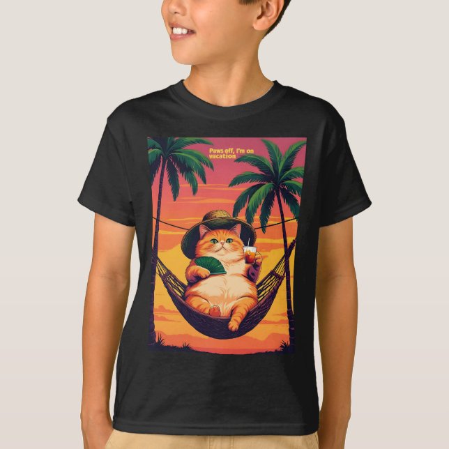 Camiseta Funny Retro Summer Cat Vacation (Frente)