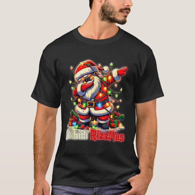Camiseta Funny Rizz Santa Claus Dabbing Christmas Skibidi R (Frente)