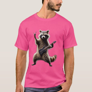 Camiseta Funny Rock Raccoon Música Roll Heavy Animal Dance 