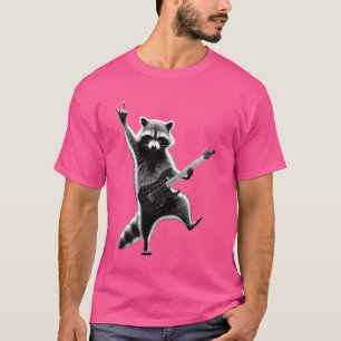 Camiseta Funny Rock Raccoon Música Roll Heavy Animal Dance 