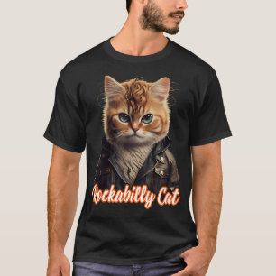 Camiseta Funny Rockabilly Cat Rock n Roll Music Retro Vinta
