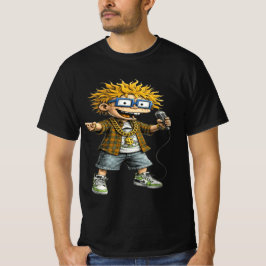 Camiseta Funny Rockstar Cartoon Character Graphic T-Shirt 