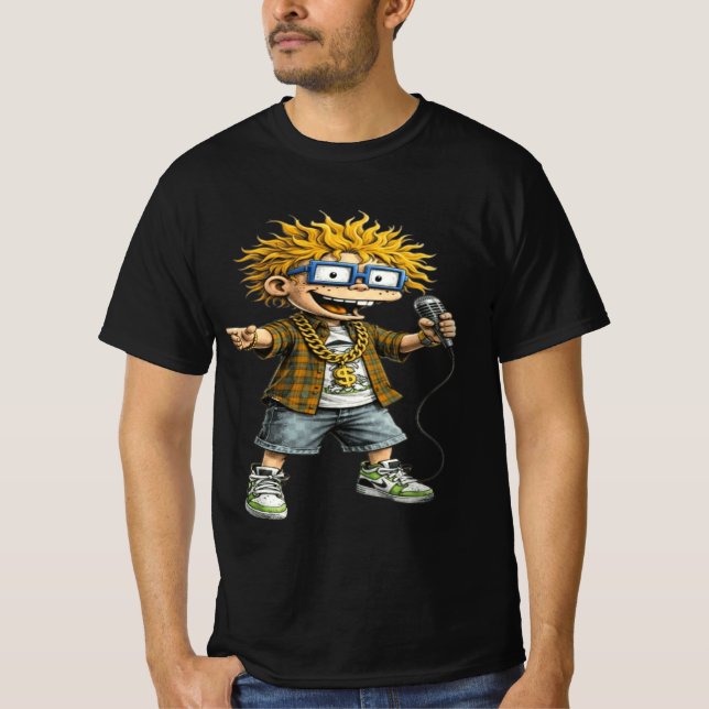 Camiseta Funny Rockstar Cartoon Character Graphic T-Shirt  (Frente)