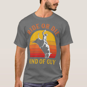 Camiseta Funny Rodeo Men Cowboy Touro Pilotando Bull Rider