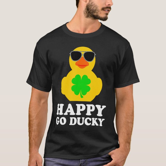 Camiseta Funny Rubber Duck Four Leaf Clover Sunglasses Happ (Frente)