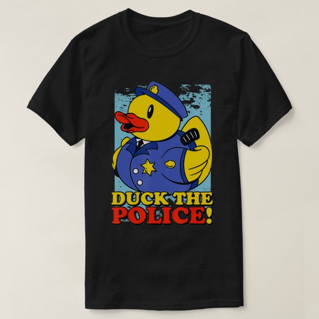 Camiseta Funny Rubber Duckie Duck The Police Taking A Bath  (Frente do Design)
