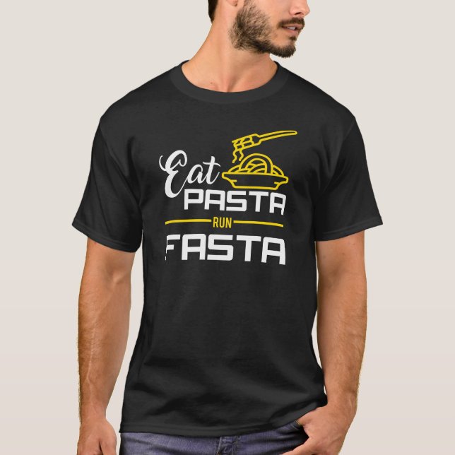 Camiseta Funny Runners T-Shirt - Eat Pasta Run Fasta (Frente)