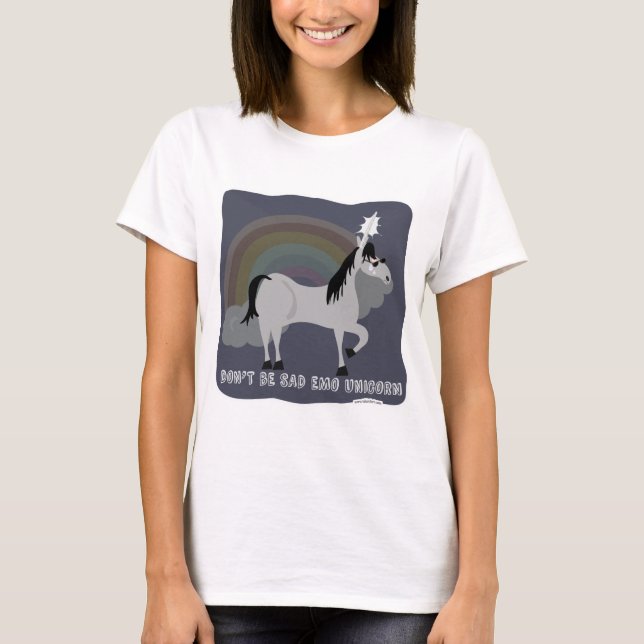 Camiseta Funny Sad Emo Unicorn (Frente)