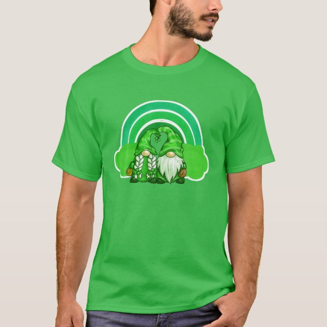 Camiseta Funny Saint Patrick Gnome Dia de São Patrício Rain (Frente)