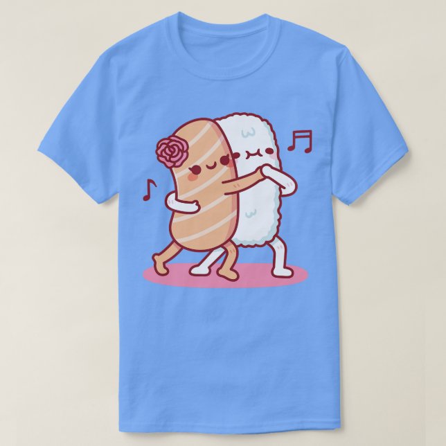 Camiseta Funny Salmon Sushi E Rice Dancing Tango (Frente do Design)