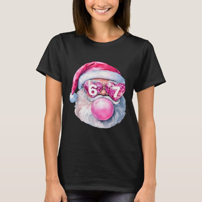 Camiseta Funny Santa 67 Bubblegum Nk Christmas Six Seven Me (Frente)