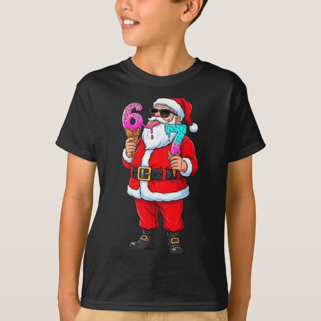 Camiseta Funny Santa 67 Ice Cream Christmas Drip Xmas Teens (Frente)