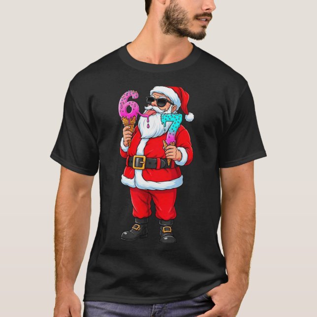 Camiseta Funny Santa 67 Ice Cream Christmas Drip Xmas Teens (Frente)