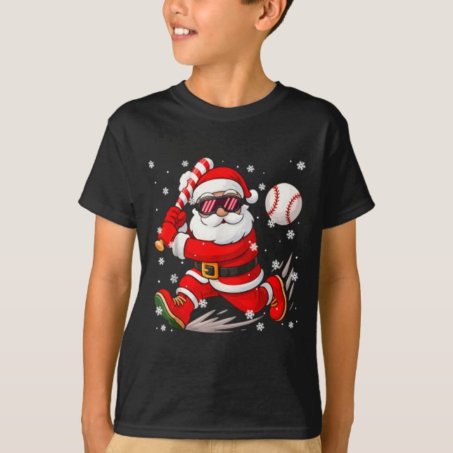Camiseta Funny Santa Baseball Christmas Pajamas Xmas Men Bo (Frente)