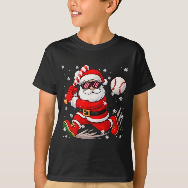 Camiseta Funny Santa Baseball Christmas Pajamas Xmas Men Bo (Frente)