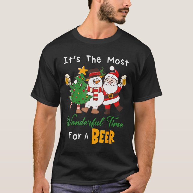 Camiseta Funny Santa Beer Christmas Drinking Most Wonderful (Frente)