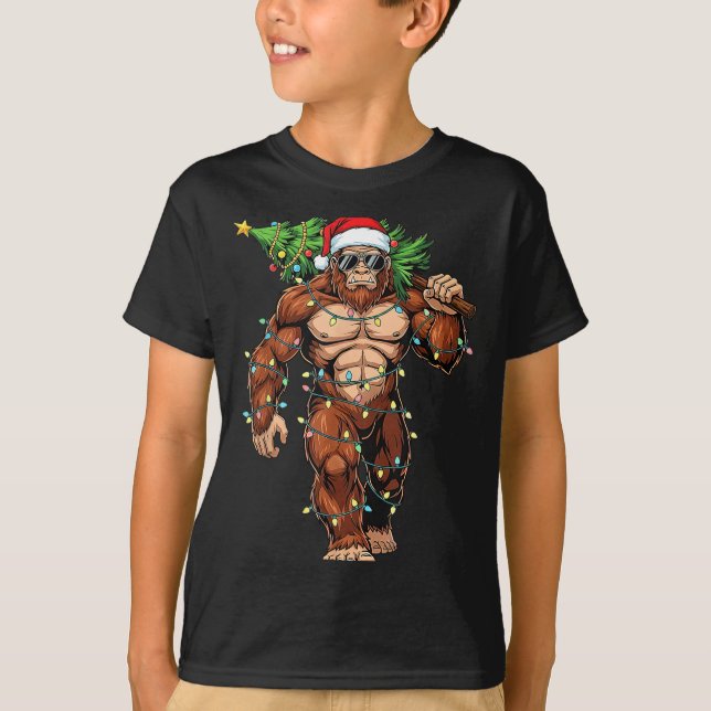 Camiseta Funny Santa Bigfoot Christmas Tree Christmas Crypt (Frente)