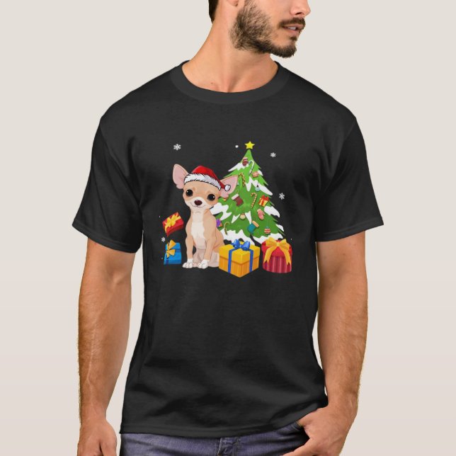 Camiseta Funny Santa Chihuahua Dog Christmas Tree Gifts Xma (Frente)