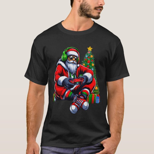 Camiseta Funny Santa Christmas Gamer Controller Xmas Gaming (Frente)
